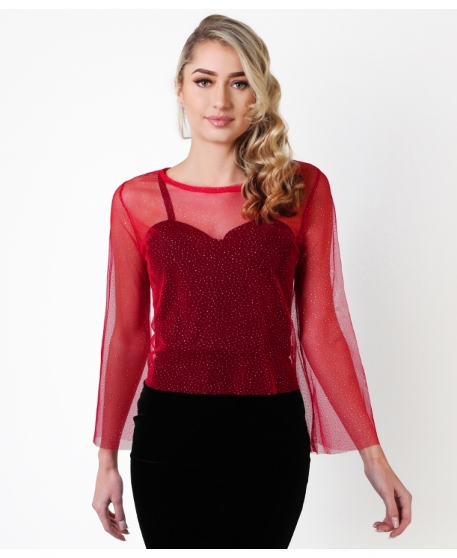 bell sleeve mesh top