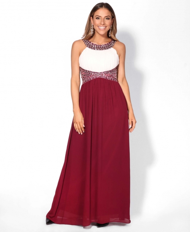 Prom Dresses Contrast Diamante Prom Maxi Dress Krisp 4553